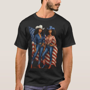 Schwarzer Cowgirl-Stolz Patriotischer Afroamerikan T-Shirt