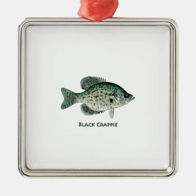 Schwarzer Crappie Ornament Aus Metall (Vorne)