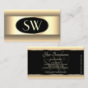 Schwarzer Cream Ombre Monogram Light Gold Decoder  Visitenkarte