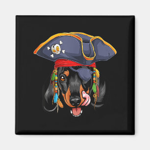 Schwarzer Dachshund-Pirat lustiger Halloween-Wiene Magnet