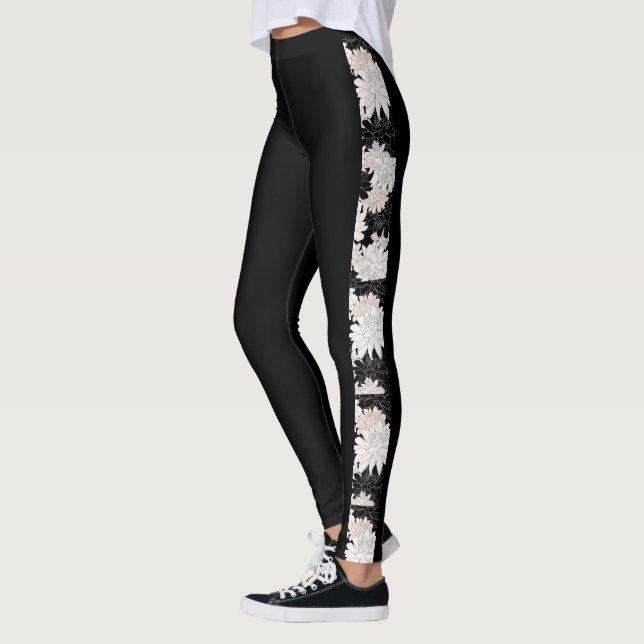 Schwarzer Dahlia-Floral-Legende Leggings (Links)