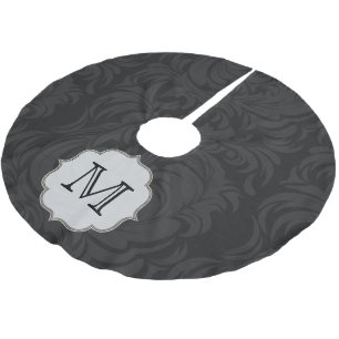 Schwarzer Damaskop-Monogram-Anfangskleid Polyester Weihnachtsbaumdecke