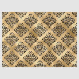 Schwarzer Damast auf Gold Decoupage Seidenpapier