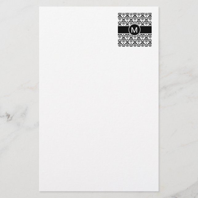 Schwarzer Damast Briefpapier (Vorderseite)