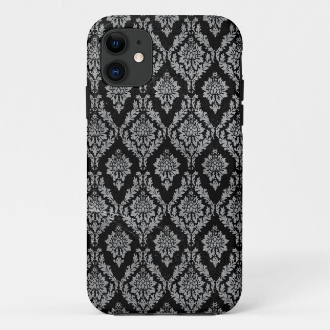 Schwarzer Damast Case-Mate iPhone Hülle (Rückseite)