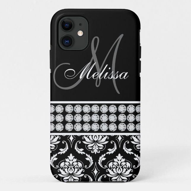Schwarzer Damast Druckdiamanten iPhone 5 Case-Mate Hülle (Rückseite)