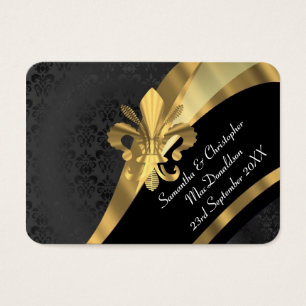 Schwarzer Damast, goldene Gastgeschenk Hochzeit da