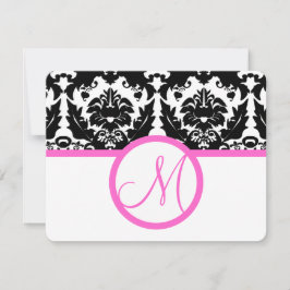 Schwarzer Damast Herzschwenk Bright Pink Trim UAWG RSVP Karte
