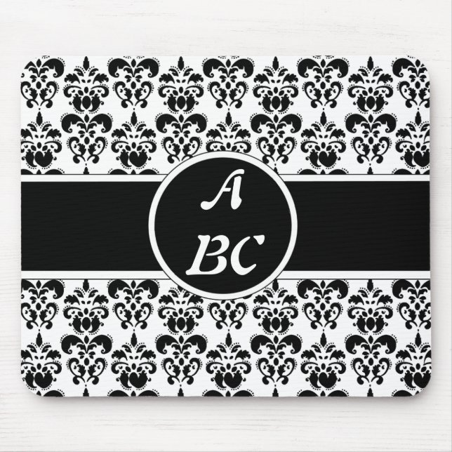 Schwarzer Damast Mousepad (Vorne)