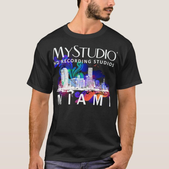 Schwarzer das Miami-T - Shirt der Männer (Vorderseite)