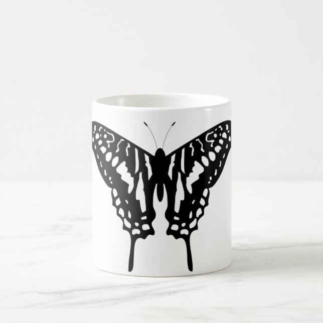Schwarzer Dekorschmetterling Tasse (Mittel)
