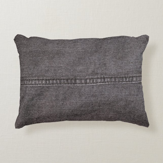 Schwarzer Denim-Stoff. Mode, Texturen und Hintergr Dekokissen (Vorderseite)