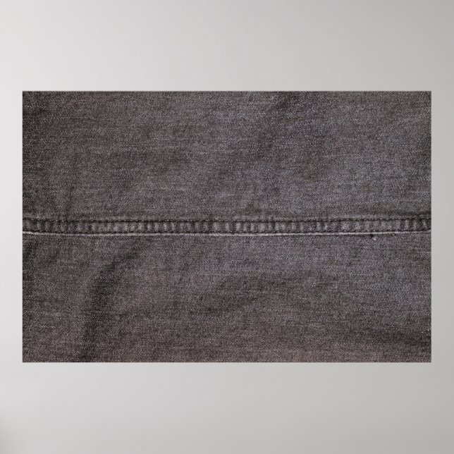 Schwarzer Denim-Stoff. Mode, Texturen und Hintergr Poster (Vorne)