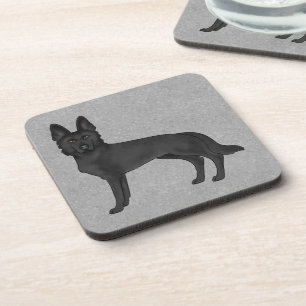 Schwarzer Deutscher Schäferhund Cartoon GSD Hund G Getränkeuntersetzer