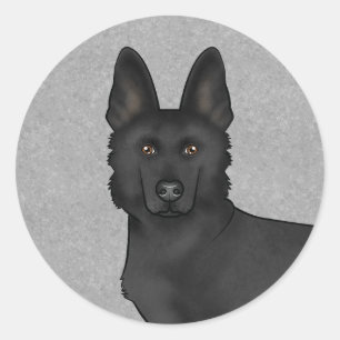 Schwarzer Deutscher Schäferhund Cartoon-Hund Kopf  Runder Aufkleber