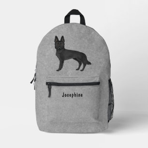 Schwarzer Deutscher Schäferhund Cartoon-Hund mit i Bedruckter Rucksack