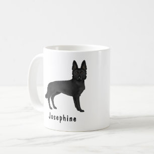 Schwarzer deutscher Schäferhund-Cartoon-Hund mit i Kaffeetasse