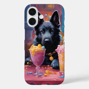 Schwarzer Deutscher Schäferhund, Eiscreme iPhone 16 Hülle