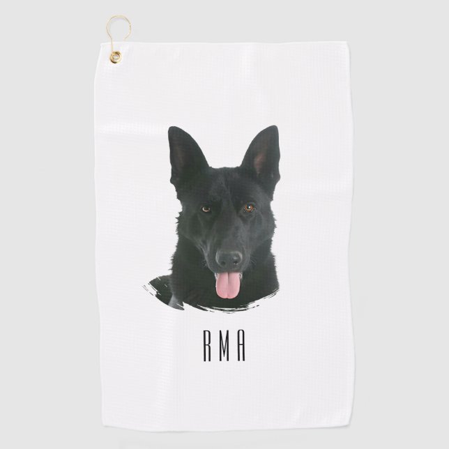 Schwarzer Deutscher Schäferhund Golfhandtuch (Vorderseite)