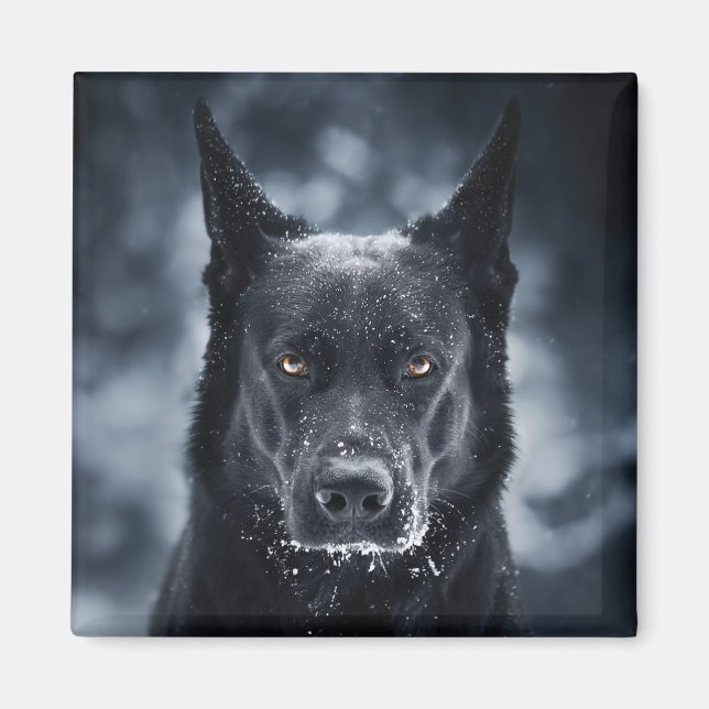 Schwarzer Deutscher Schäferhund Magnet (Vorne)