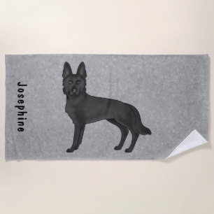 Schwarzer Deutscher Schäferhund Süßer Hund Mit Ben Strandtuch