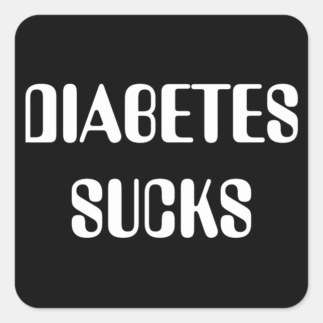 Schwarzer Diabetes-Aufkleber Quadratischer Aufkleber (Vorderseite)