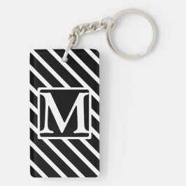 Schwarzer Diagonalstreifen SF Mit Monogramm Schlüsselanhänger