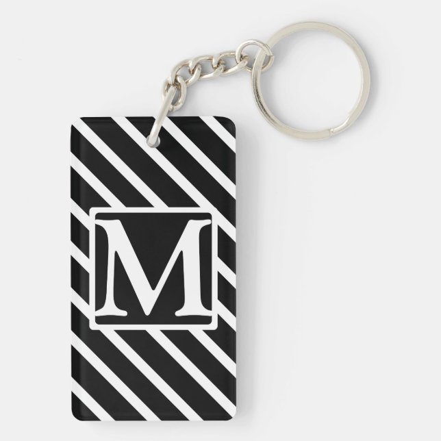 Schwarzer Diagonalstreifen SF Mit Monogramm Schlüsselanhänger (Rückseite)