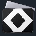 Schwarzer Diamant, feine weiße Grenze Laptopschutzhülle<br><div class="desc">Ein gewagtes,  geometrisches Muster mit einem schwarzen Diamanten in der Mitte,  umgeben von einem weißen Diamanten,  der von 4 schwarzen Dreiecken in den Ecken flankiert wird. Digitales Bild. Copyright © 2013 Claire E. Skinner. Alle Rechte vorbehalten.</div>