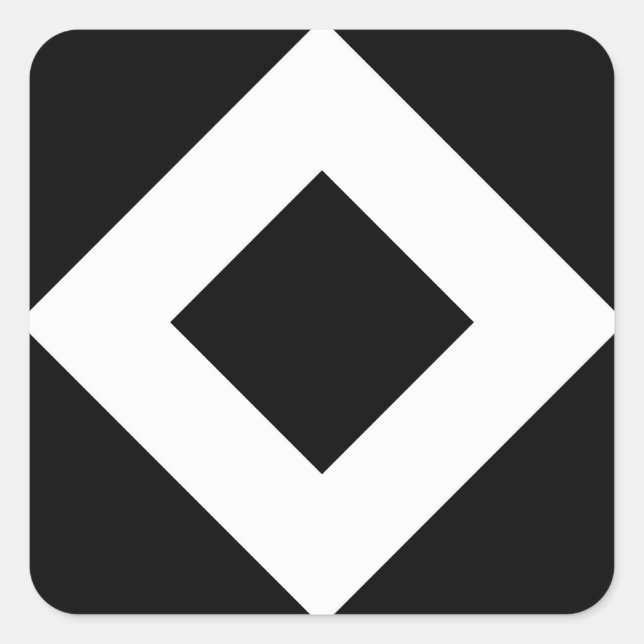 Schwarzer Diamant, feine weiße Grenze Quadratischer Aufkleber (Vorderseite)