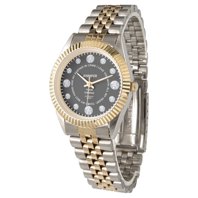 Schwarzer Diamant - individuelles Sentimental-Spri Armbanduhr (Schrägansicht)