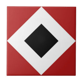 Schwarzer Diamant, kühne weiße Grenze auf Rot Fliese