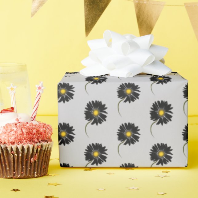 Schwarzer Disy auf grau Geschenkpapier (Geburtstagsparty)