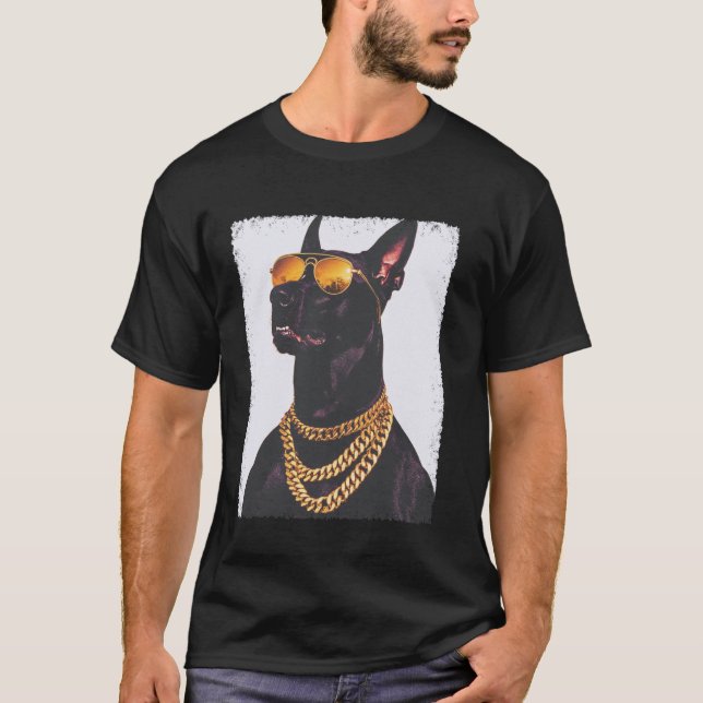 Schwarzer Dobermann Pinscher T-Shirt (Vorderseite)