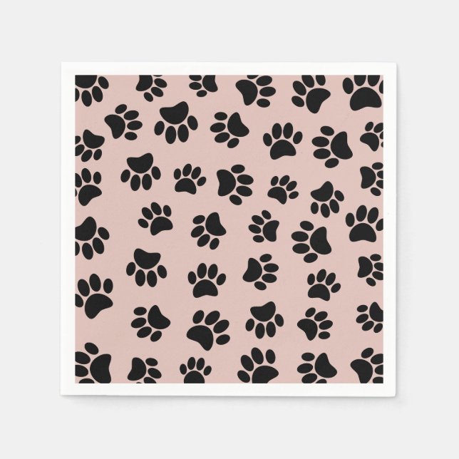 Schwarzer Dog Muster auf Rose Gold Serviette (Vorderseite)
