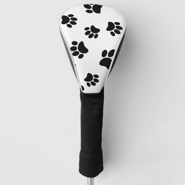 Schwarzer Dog Paw Druckmuster Golf Headcover (Vorderseite)