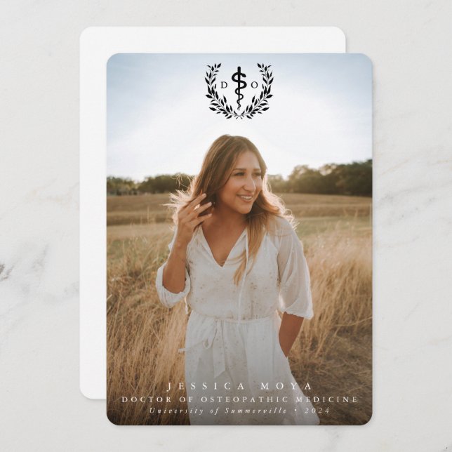 Schwarzer Doktor der Osteopathischen Medizin Absch Ankündigung (Vorne/Hinten)