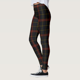 Schwarzer doppelter roter gelber riesiger Tartan Leggings