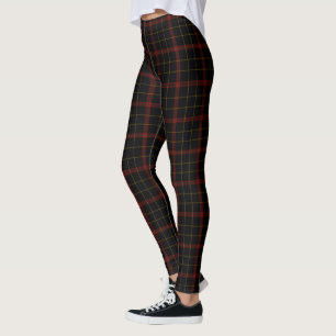 Schwarzer doppelter roter gelber Tartan kariert Leggings