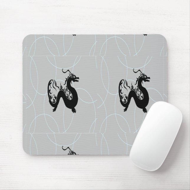 Schwarzer Drache auf grau Mousepad (Mit Mouse)