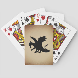 Schwarzer Drache auf rustikalem Hintergrund Spielkarten