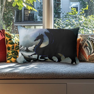 Schwarzer Drache Fantasy Blue Mountains Lendenkissen