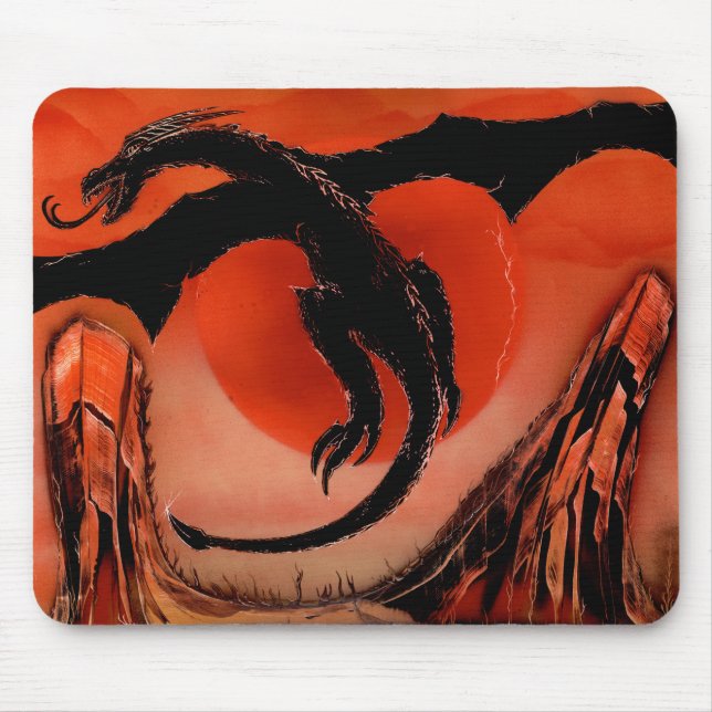 Schwarzer Drache fliegt Mousepad (Vorne)