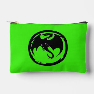 Schwarzer Drache grüne kleine Accessoire-Tasche Zubehörtasche