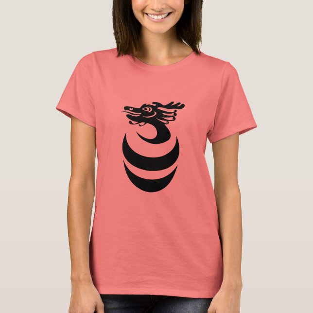 Schwarzer Drache im Ei-Shirt T-Shirt (Vorderseite)