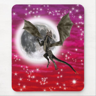 Schwarzer Drache - mythische Fantasy-Kreatur Rote Mousepad
