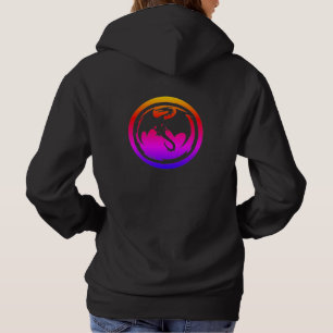 Schwarzer Drache Neon Frauen schwarze Kapuzenjacke Hoodie