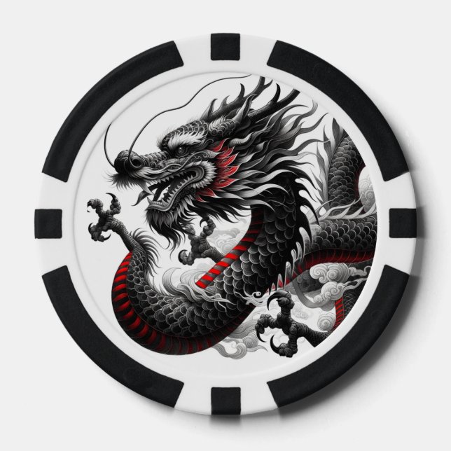 Schwarzer Drache Pokerchips (Vorderseite)