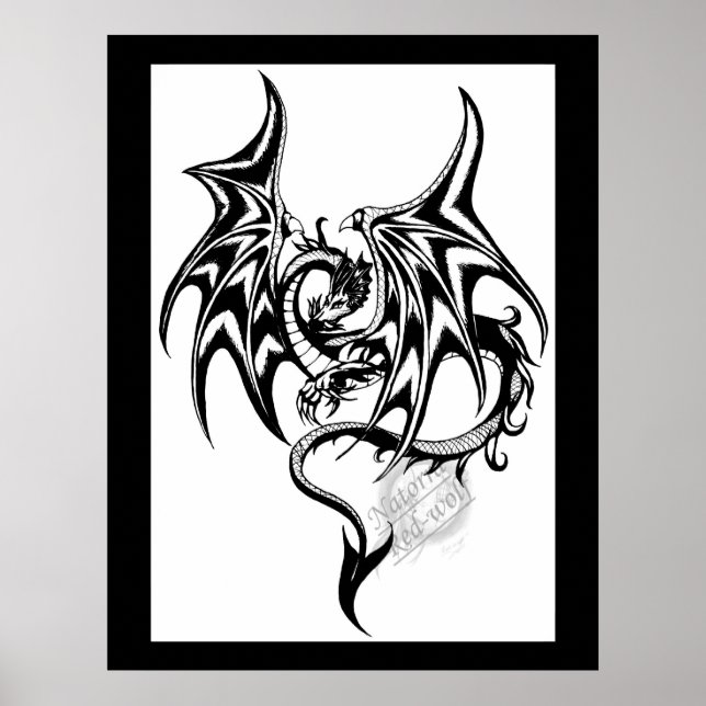 Schwarzer Drache Poster (Vorne)