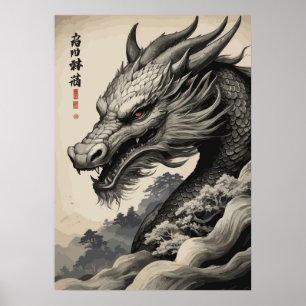 Schwarzer Drache Poster